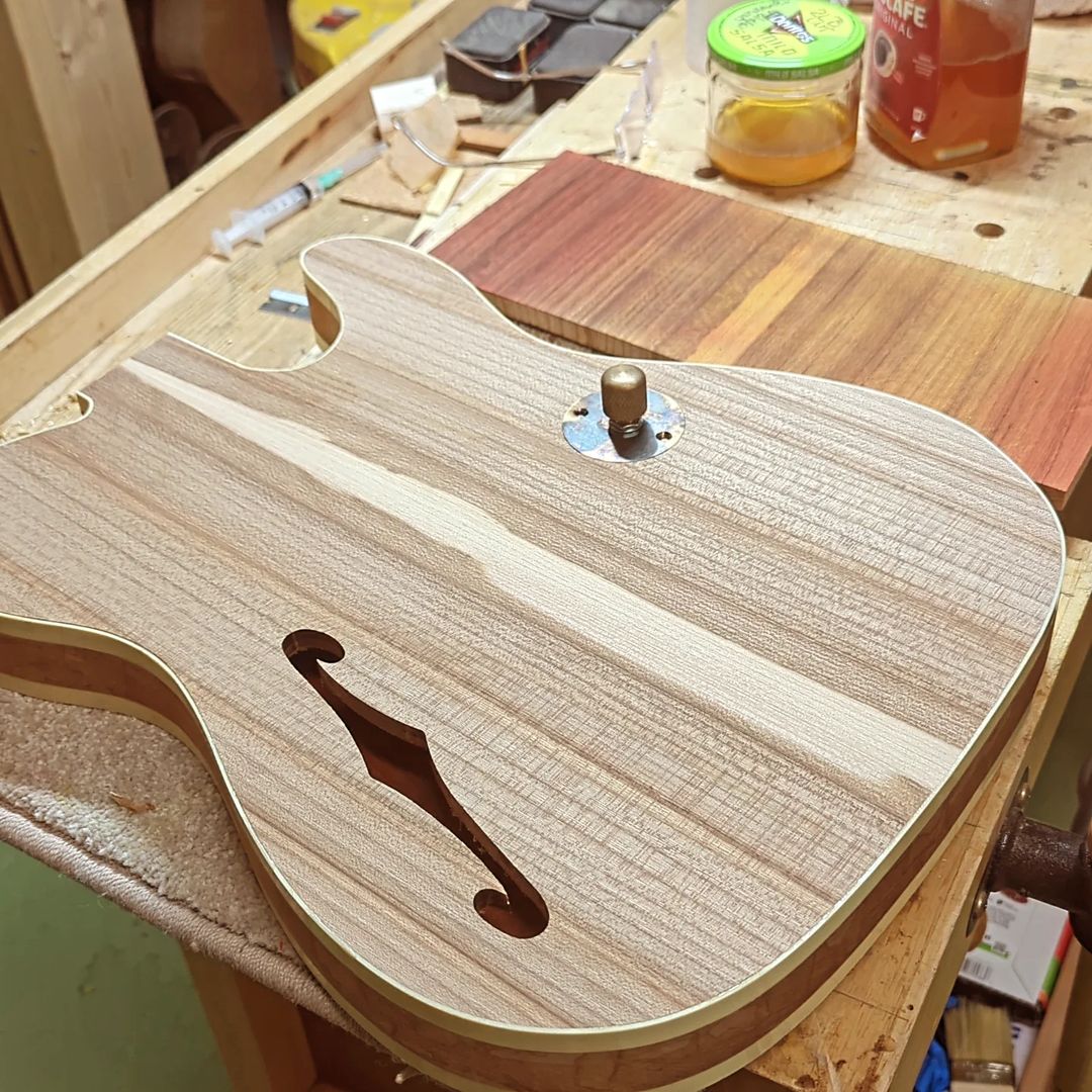 Minimalist design... With chemically aged brass insert for the volume knob. #xylonguitars #xylonguitargallery #telecaster #el...